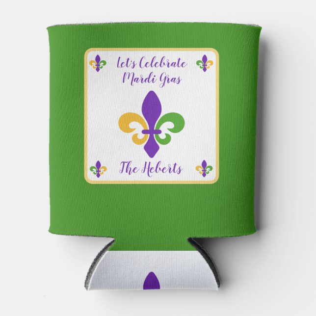 Mardi Gras NAME Green Gold Purple Fleur de Lis Dosenkühler (Vorderseite)
