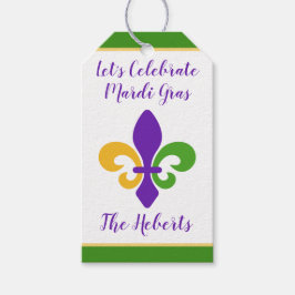 Mardi Gras NAME Green Gold Purple Fleur de Lis Geschenkanhänger