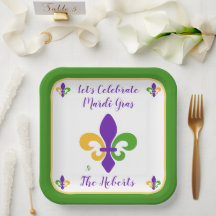 Mardi Gras NAME Grün Gold Lila Fleur de Lis