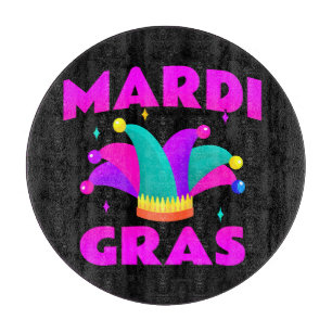 Mardi Gras Narrenhut Glas Schneidbrett Schneidebrett