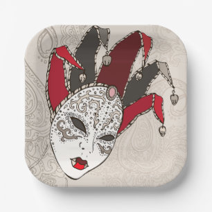 Mardi Gras Narrenmaske Venetianischer Karneval Pappteller