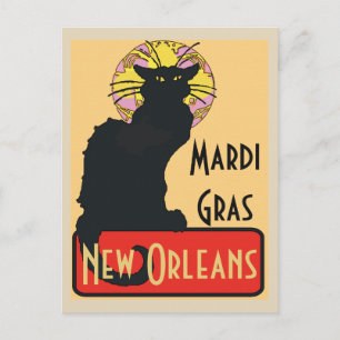Mardi Gras New Orleans Chat Noir Edit Text Poster Postkarte