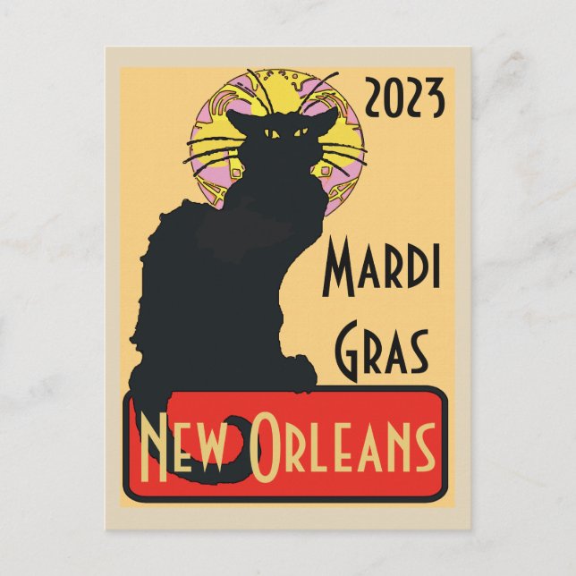 Mardi Gras New Orleans Chat Noir Edit Text Poster Postkarte (Vorderseite)