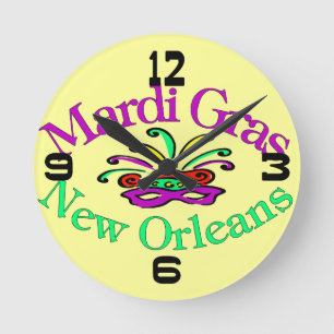 Mardi Gras New Orleans Clock Face Runde Wanduhr