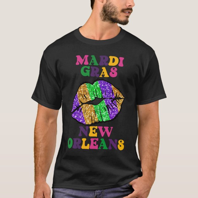 Mardi Gras New Orleans Festival Moon and Stars T-Shirt (Vorderseite)