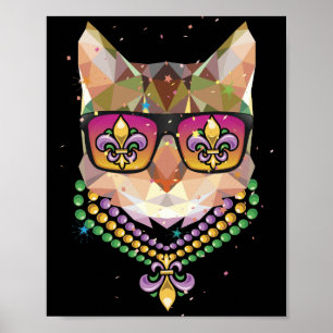 Mardi Gras New Orleans Funny Cat Maske Sonnenbrill Poster