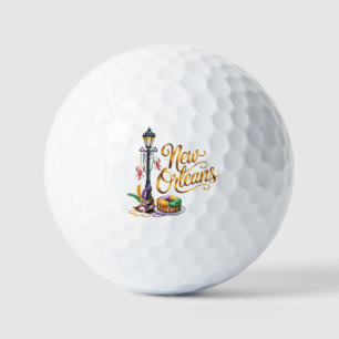 Mardi Gras New Orleans Illustration Golfball