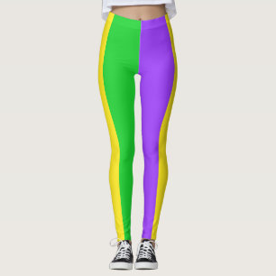 Mardi Gras New Orleans Lila Gelbe Streifen Leggings