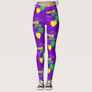 Mardi Gras New Orleans Lila grünes Gelb Niedlich Leggings