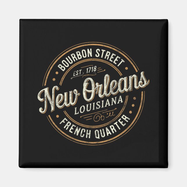 Mardi Gras New Orleans Louisiana Bourbon Street So Magnet (Vorne)