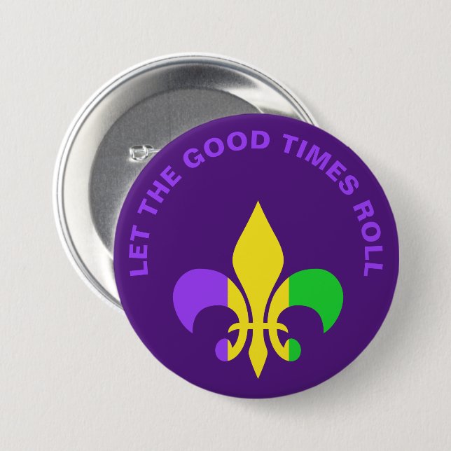 Mardi Gras New Orleans Louisiana Fleur-de-Lis Button (Vorne & Hinten)