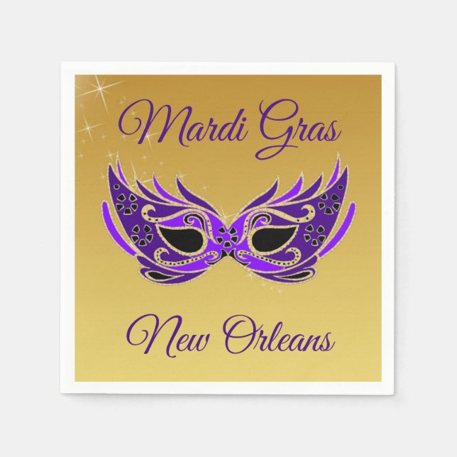 Mardi Gras New Orleans Mask on Gold Serviette (Vorderseite)