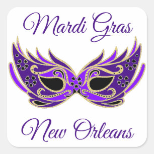 Mardi Gras New Orleans Mask Quadratischer Aufkleber