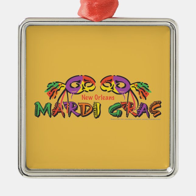 Mardi Gras New Orleans Silbernes Ornament (Vorne)