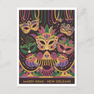 Mardi Gras New Orleans Vintage Postkarte