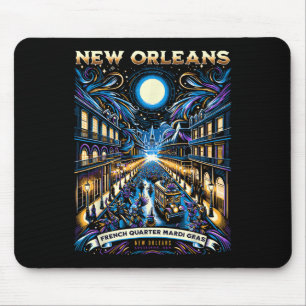 Mardi Gras Nola New Orleans Festival Moon and Star Mousepad