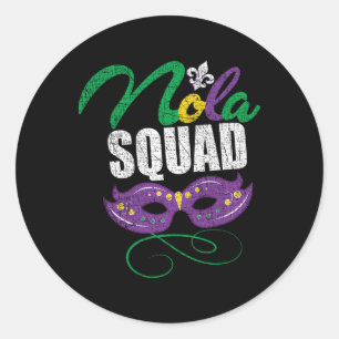 Mardi Gras Nola Squad stört New Orleans Beads Runder Aufkleber