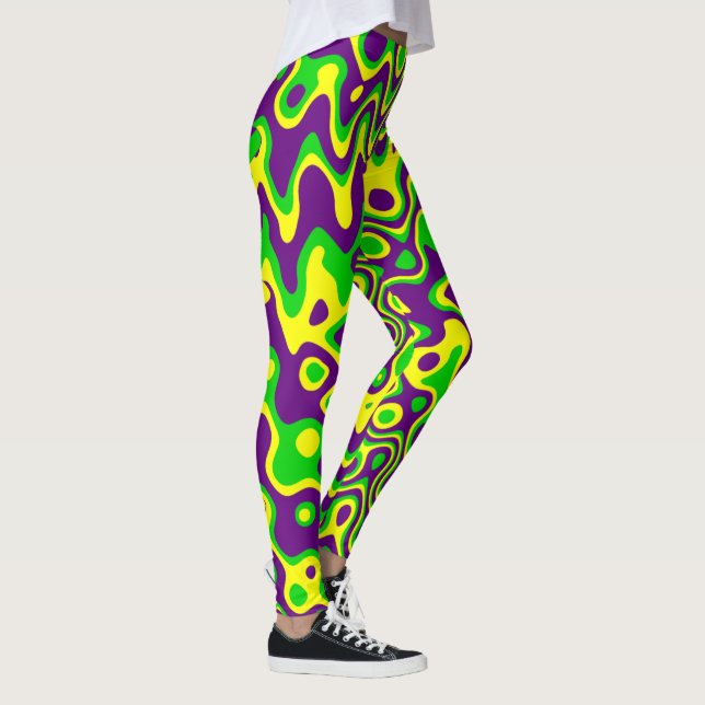 [Mardi Gras Op-Art] Lila-Gelb Leggings (Rechts)