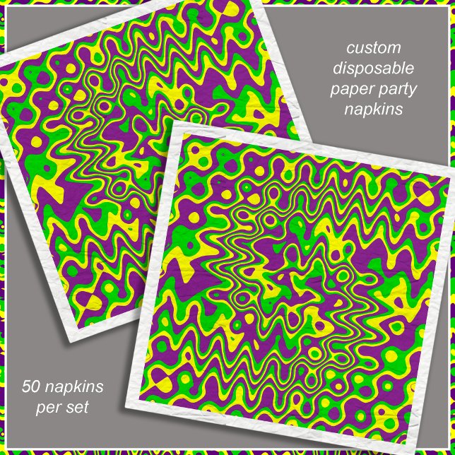 [Mardi Gras Op-Art] Lila Grünbuch Serviette (An eye-popping design perfect for your Mardi Gras party or any other celebration. )