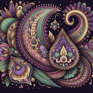 Mardi Gras paisley Fleur-de-lis Kissen