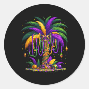 Mardi Gras Palm Tree Hawaiian Tropical Party Men W Runder Aufkleber