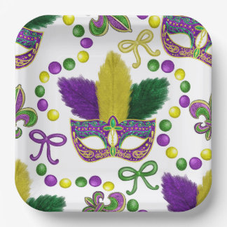 Mardi Gras Paper plate- Mardi Gras Mask Pappteller