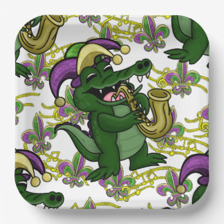 Mardi Gras Papierplatte-NOLA Alligator Pappteller