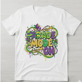 Mardi Gras Parade Mode On T-Shirt - Retro Gold Gli