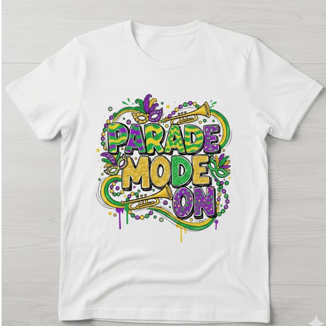 Mardi Gras Parade Mode On T-Shirt - Retro Gold Gli (Von Creator hochgeladen)
