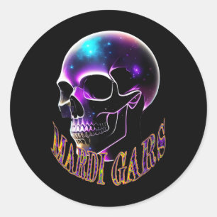 Mardi Gras Parade Schädel für Frauen und Männer Ce Runder Aufkleber