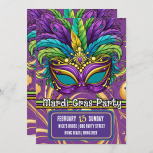 Mardi Gras Parade und Party Mask Einladung