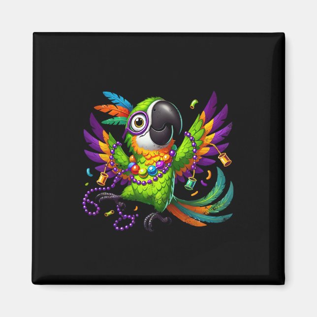 Mardi Gras Parrot - Party Bird Magnet (Vorne)