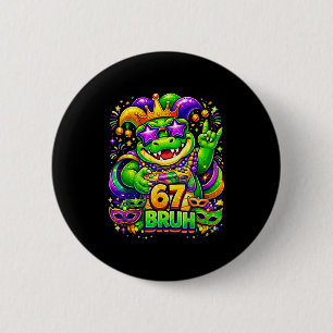 Mardi Gras Party Alligator Mardigator 67 Bruh Spie Button