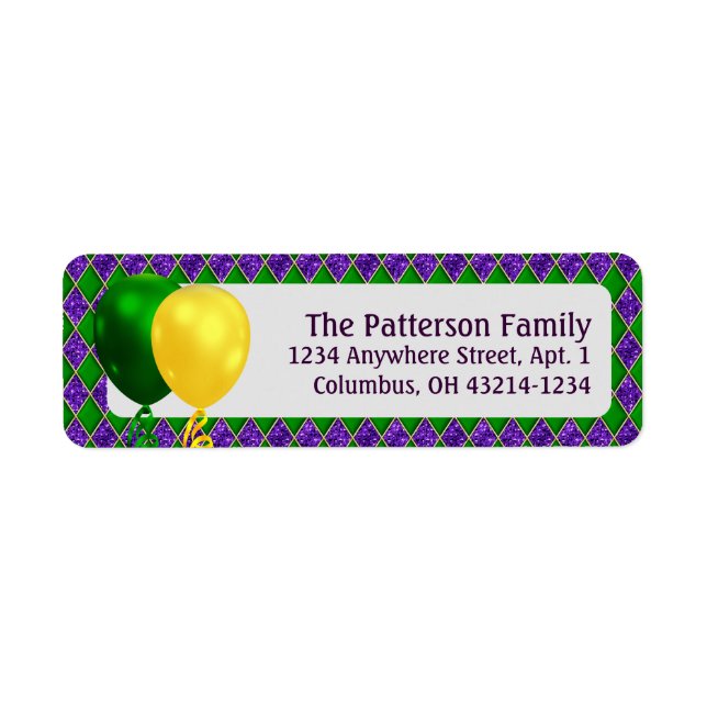 Mardi Gras Party Balloons und Raute Muster (Vorne)