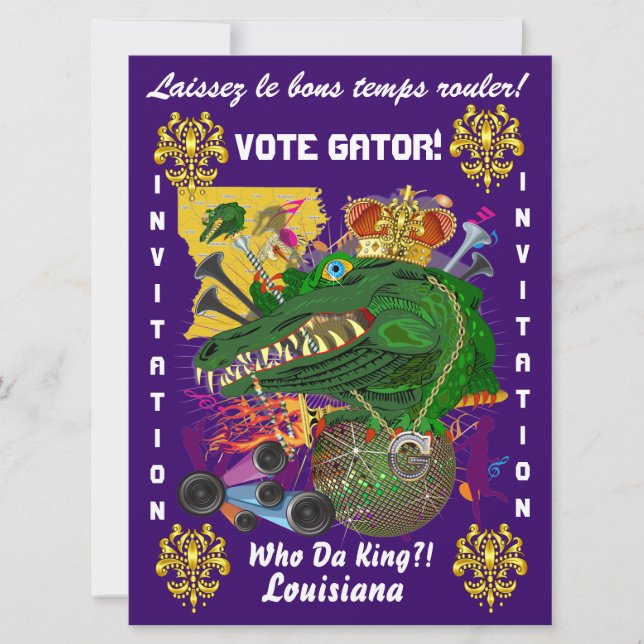 Mardi Gras Party Beste Ansicht Grosse Bitte beacht Einladung (Vorderseite)