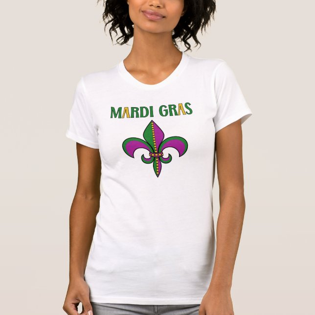 Mardi Gras Party bunte Typografie Lilie T-Shirt (Vorderseite)