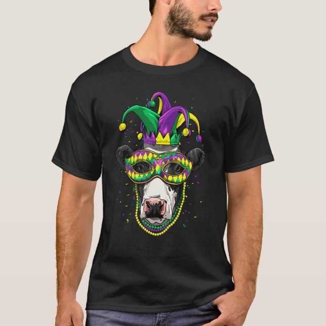 Mardi Gras Party Carnival Jester Cow Farmer Animal T-Shirt (Vorderseite)