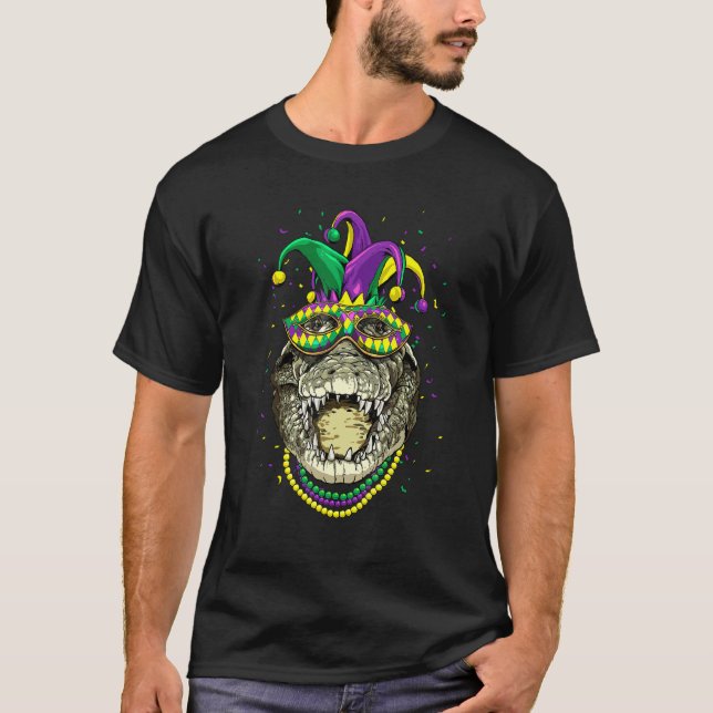 Mardi Gras Party Carnival Jester Crocodile Alligat T-Shirt (Vorderseite)