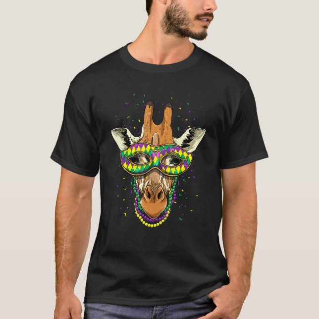 Mardi Gras Party Carnival Jester Giraffe Safari An T-Shirt (Vorderseite)
