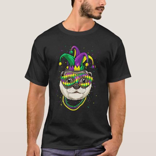 Mardi Gras Party Carnival Jester Otter Animal Otte T-Shirt (Vorderseite)