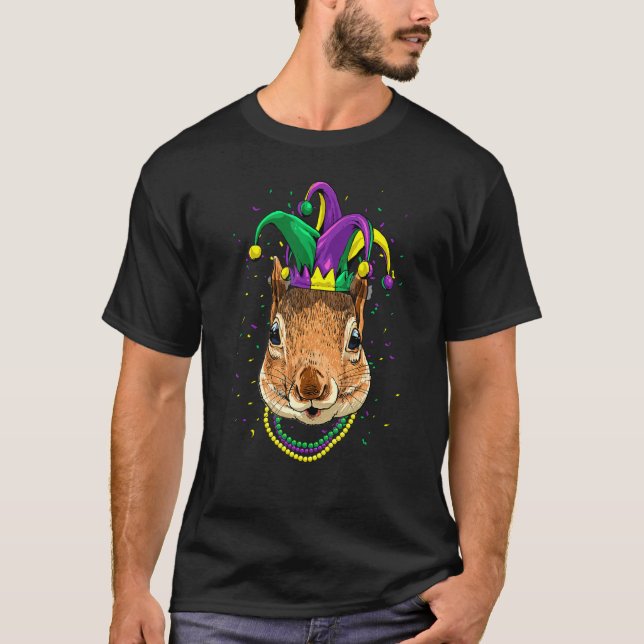 Mardi Gras Party Carnival Jester Squirrel Rodents  T-Shirt (Vorderseite)