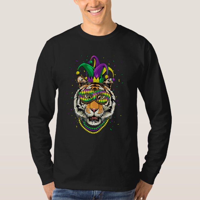 Mardi Gras Party Carnival Jester Tiger Animal Tige T-Shirt (Vorderseite)