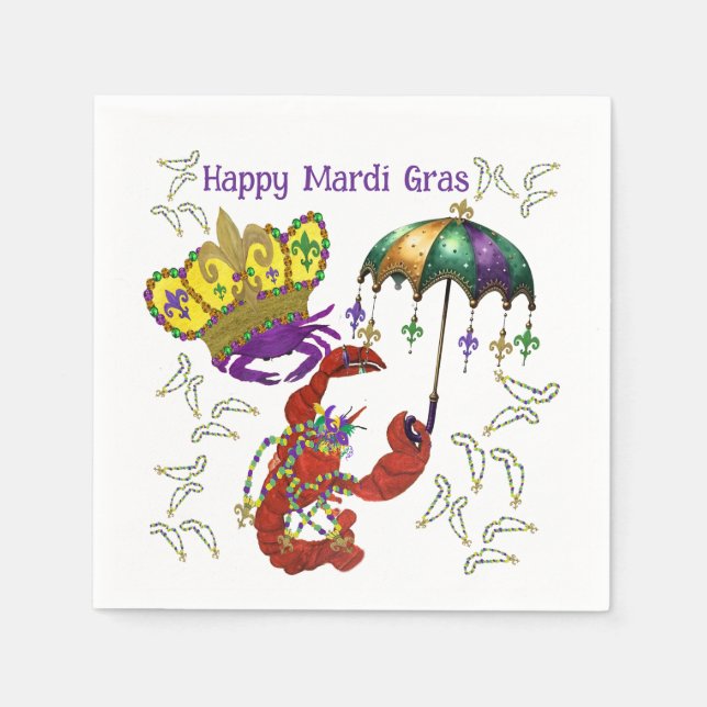 Mardi Gras party crawfish and crab fetstiv napkins Serviette (Vorderseite)