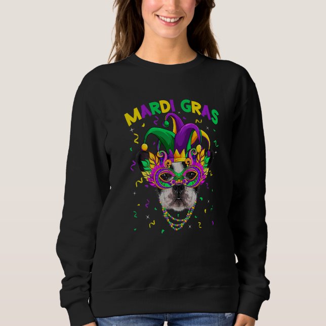 Mardi Gras Party Cute French Bulldog Dog Lover Jes Sweatshirt (Vorderseite)