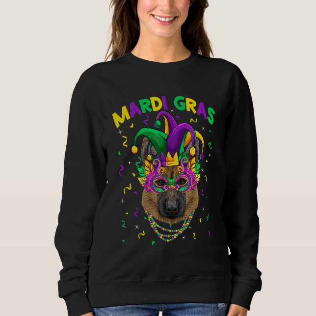 Mardi Gras Party Cute German Shepherd Dog Lover Je Sweatshirt (Vorderseite)