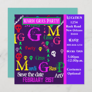 MARDI GRAS PARTY EINLADUNG