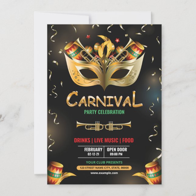 Mardi Gras Party Einladung (Vorderseite)