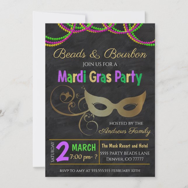 Mardi Gras Party Einladung (Vorderseite)