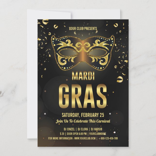 Mardi Gras Party Einladung (Vorderseite)