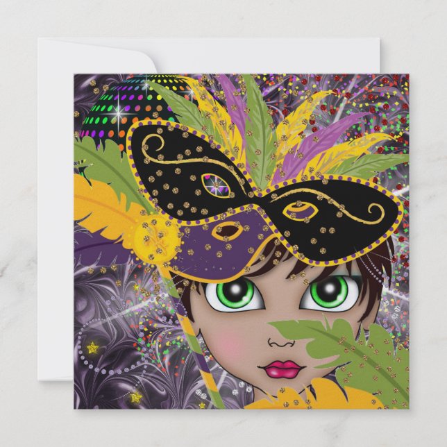 Mardi Gras Party Einladung der Kostüme durch den S (Vorderseite)